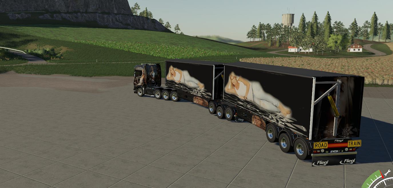 Roadtrain Semi Woodchips v1.2 FS19 Mod - Farming Simulator 25