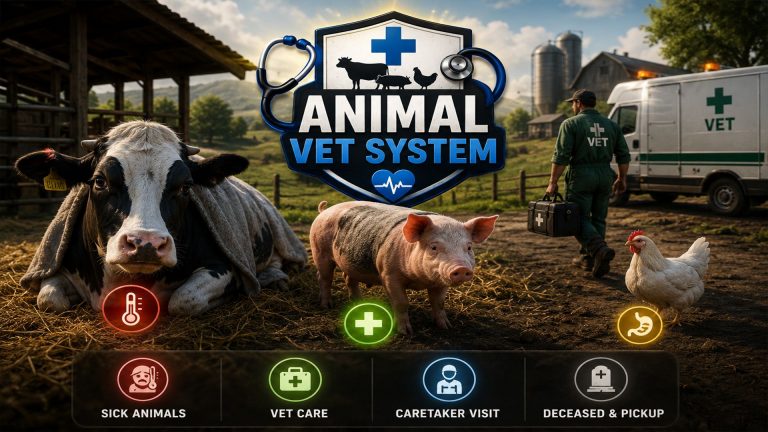 FS25 Animal Vet System V1.1.0.0 Mod - Farming Simulator 25