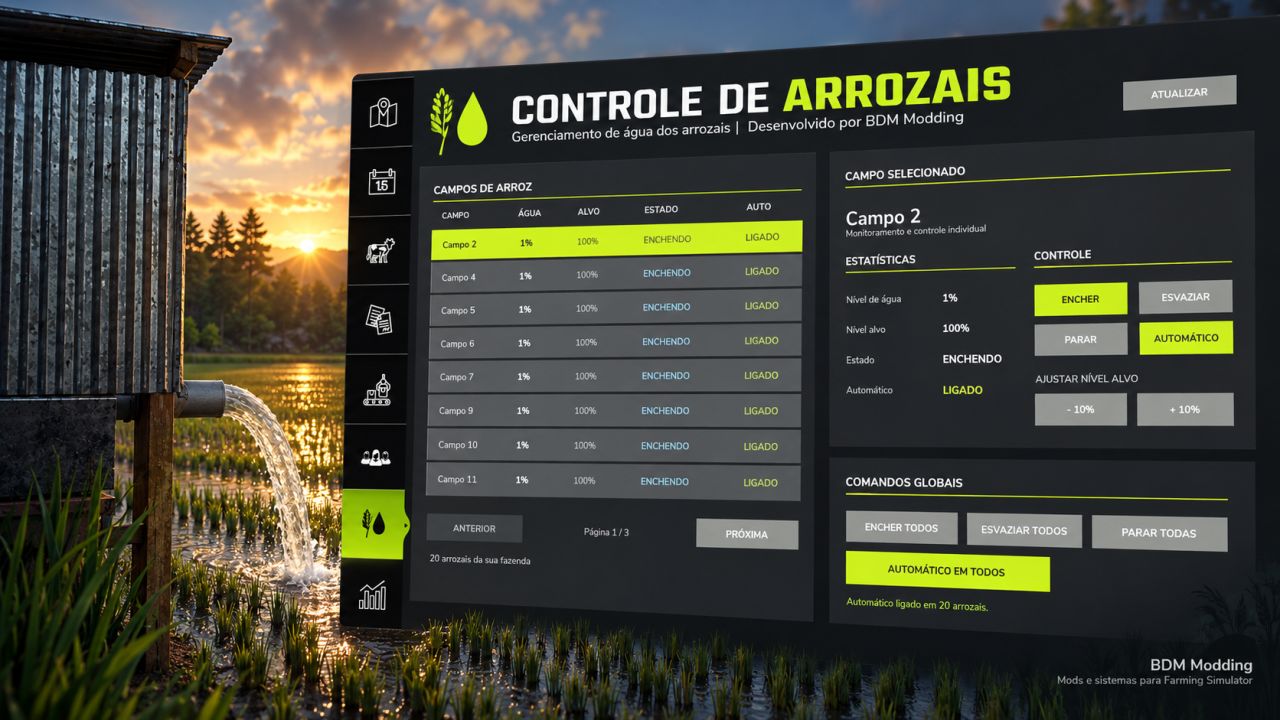 FS25 Rice Field Control V1.0.0.0 Mod - Farming Simulator 25